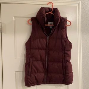 Maroon Old Navy puffer vest